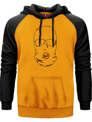 100 Thieves Mask Sarı Renk Reglan Kol Kapşonlu Sweatshirt