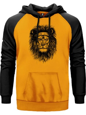 Aslan Just Do It Sarı Renk Reglan Kol Kapşonlu Sweatshirt