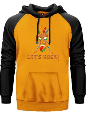 Lets Rock Sarı Renk Reglan Kol Kapşonlu Sweatshirt