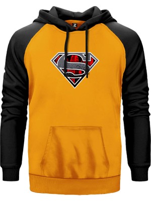 Superman Dark Legend Sarı Renk Reglan Kol Kapşonlu Sweatshirt