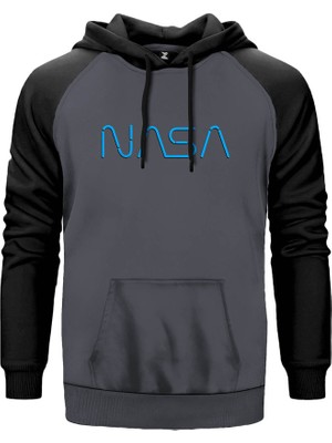 Nasa Lite Gri Renk Reglan Kol Kapşonlu Sweatshirt