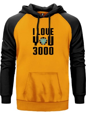 Iron Man Love 3000 Sarı Renk Reglan Kol Kapşonlu Sweatshirt