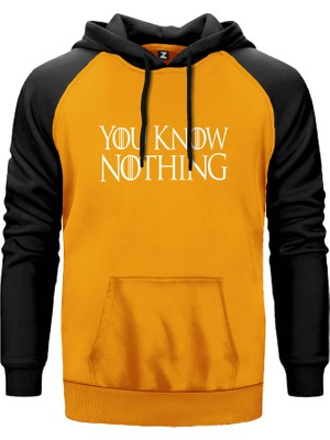 You Know Nothing Sarı Renk Reglan Kol Kapşonlu Sweatshirt