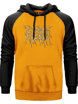 Carach Angren Logo Sarı Renk Reglan Kol Kapşonlu Sweatshirt