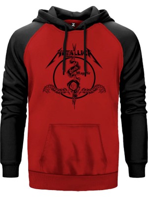Metallica Death Magnetic Kırmızı Renk Reglan Kol Kapşonlu Sweatshirt