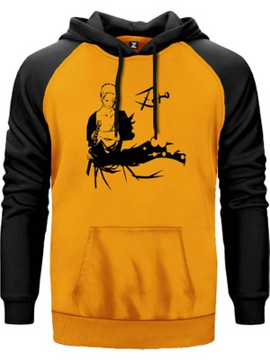 One Piece Roronao Zoro Sarı Renk Reglan Kol Kapşonlu Sweatshirt