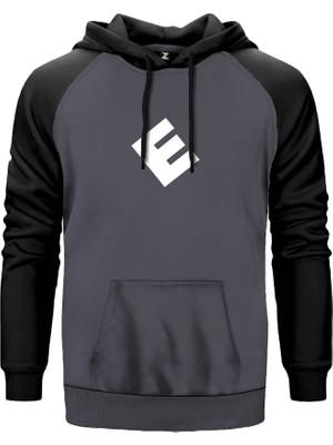 Mr. Robot E Gri Renk Reglan Kol Kapşonlu Sweatshirt