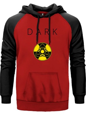 Dark Warning Kırmızı Renk Reglan Kol Kapşonlu Sweatshirt