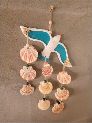 Dekoratif Deniz Kabuklu Martı Duvar Süsü