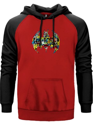 Batgirl Logo Kırmızı Renk Reglan Kol Kapşonlu Sweatshirt