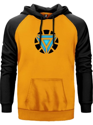 Iron Man 2019 Arc Reactor Sarı Renk Reglan Kol Kapşonlu Sweatshirt