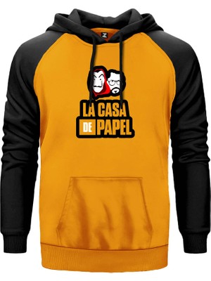 La Casa De Papel With El Professor Sarı Renk Reglan Kol Kapşonlu Sweatshirt