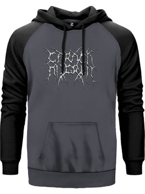Carach Angren Logo Gri Renk Reglan Kol Kapşonlu Sweatshirt