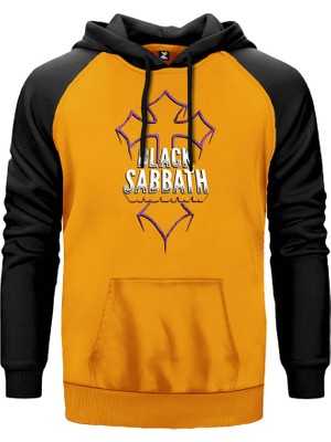 Black Sabbath Cross Sarı Renk Reglan Kol Kapşonlu Sweatshirt