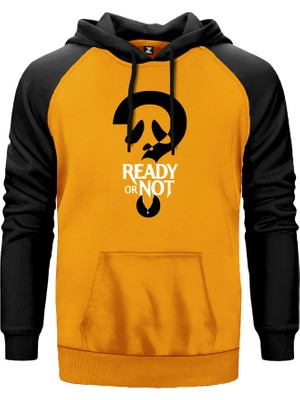 Scream Ready Or Not Sarı Renk Reglan Kol Kapşonlu Sweatshirt
