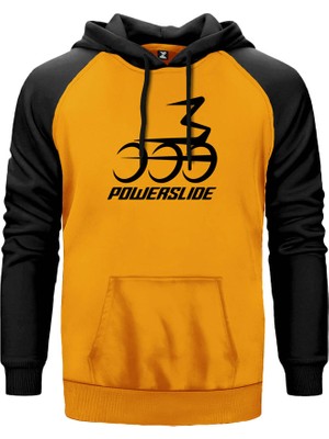 Powerslide Logo Sarı Renk Reglan Kol Kapşonlu Sweatshirt