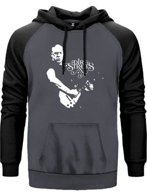 Dire Straits Guitar Gri Renk Reglan Kol Kapşonlu Sweatshirt