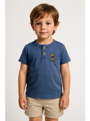 Erkek Çocuk Zürafa Nakışlı Polo Yaka Tişört (3-4 Yaş 8-9 Yaş)