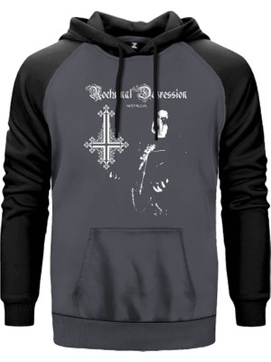 Nocturnal Depression Gri Renk Reglan Kol Kapşonlu Sweatshirt
