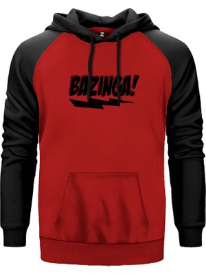 Bazinga Ligthing Kırmızı Renk Reglan Kol Kapşonlu Sweatshirt