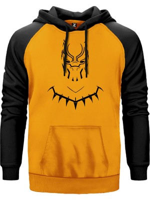 Black Panther With Necklace Sarı Renk Reglan Kol Kapşonlu Sweatshirt