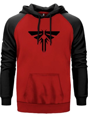 The Last Of Us Logo Kırmızı Renk Reglan Kol Kapşonlu Sweatshirt