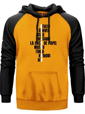 La Casa De Papel Ciao Sarı Renk Reglan Kol Kapşonlu Sweatshirt