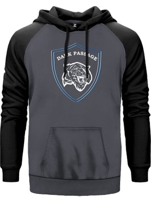 Dark Passage Shield Gri Renk Reglan Kol Kapşonlu Sweatshirt