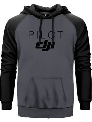 Djı Pilot Gri Renk Reglan Kol Kapşonlu Sweatshirt