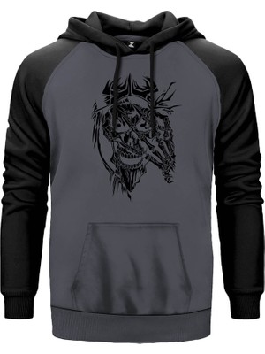 Overlod Gri Renk Reglan Kol Kapşonlu Sweatshirt