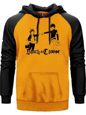 Black Cover Asta And Yuno Sarı Renk Reglan Kol Kapşonlu Sweatshirt