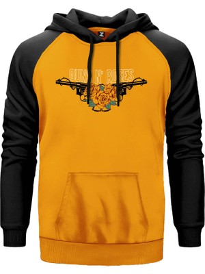 Guns N Roses Double Sarı Renk Reglan Kol Kapşonlu Sweatshirt