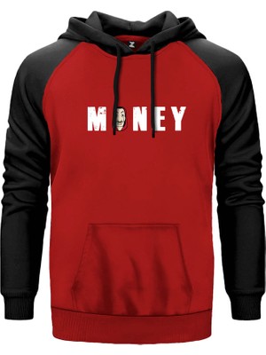 La Casa De Papel Money Kırmızı Renk Reglan Kol Kapşonlu Sweatshirt