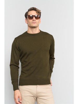 Çetinkaya Mentality K25 3175 Bisiklet Yaka Triko Basic Koyu Haki