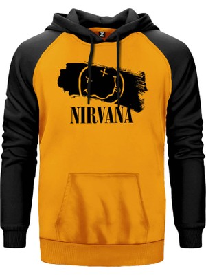 Nirvana Splash Sarı Renk Reglan Kol Kapşonlu Sweatshirt