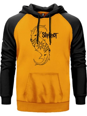 Slipknot Goat Logo Sarı Renk Reglan Kol Kapşonlu Sweatshirt
