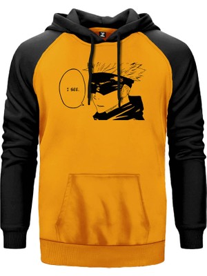 Gojou Satoru I See Sarı Renk Reglan Kol Kapşonlu Sweatshirt