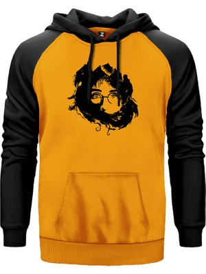 Harry Potter Siluette Sarı Renk Reglan Kol Kapşonlu Sweatshirt