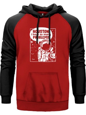 Houston Problems Kırmızı Renk Reglan Kol Kapşonlu Sweatshirt