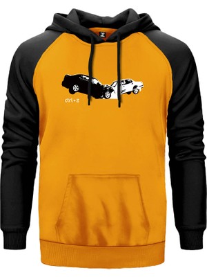 Life Hack Ctrl+Z Sarı Renk Reglan Kol Kapşonlu Sweatshirt