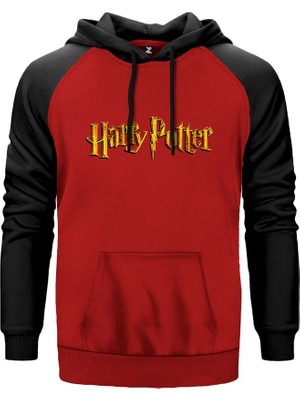 Harry Potter Logo Kırmızı Renk Reglan Kol Kapşonlu Sweatshirt