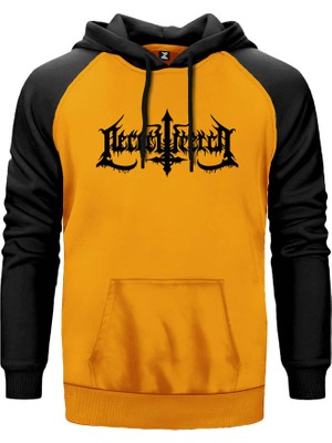 Necrowretch Logo Sarı Renk Reglan Kol Kapşonlu Sweatshirt