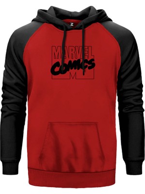 Marvel Comics Kırmızı Renk Reglan Kol Kapşonlu Sweatshirt