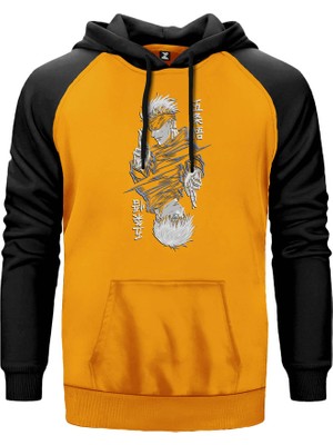 Gojo Satoru Jujutsu Sarı Renk Reglan Kol Kapşonlu Sweatshirt