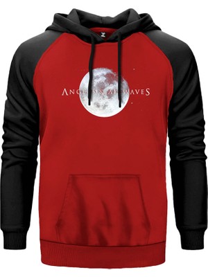 Angels And Airwaves Moon Kırmızı Renk Reglan Kol Kapşonlu Sweatshirt
