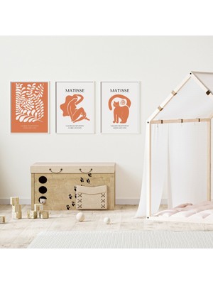 Pry Design Turuncunun Büyüsü Matisse  Duvar Tablosu Çerçeveli 3'lü Set