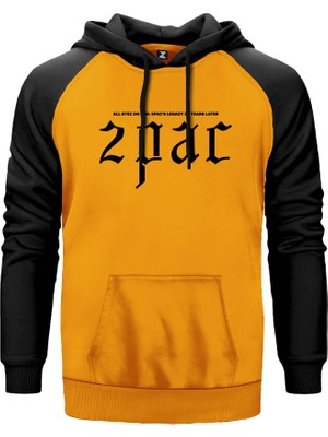 Tupac Shakur Logo 2 Sarı Renk Reglan Kol Kapşonlu Sweatshirt