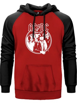 Ac Dc Highway To Hell Kırmızı Renk Reglan Kol Kapşonlu Sweatshirt