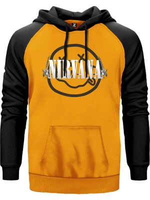Nirvana Guitar Sarı Renk Reglan Kol Kapşonlu Sweatshirt