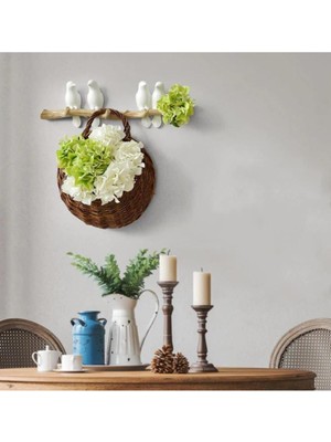 Dekoratif Dörtlü Modern Duvar Askılık Dal Üstünde Kuş Duvar Dekor Askı